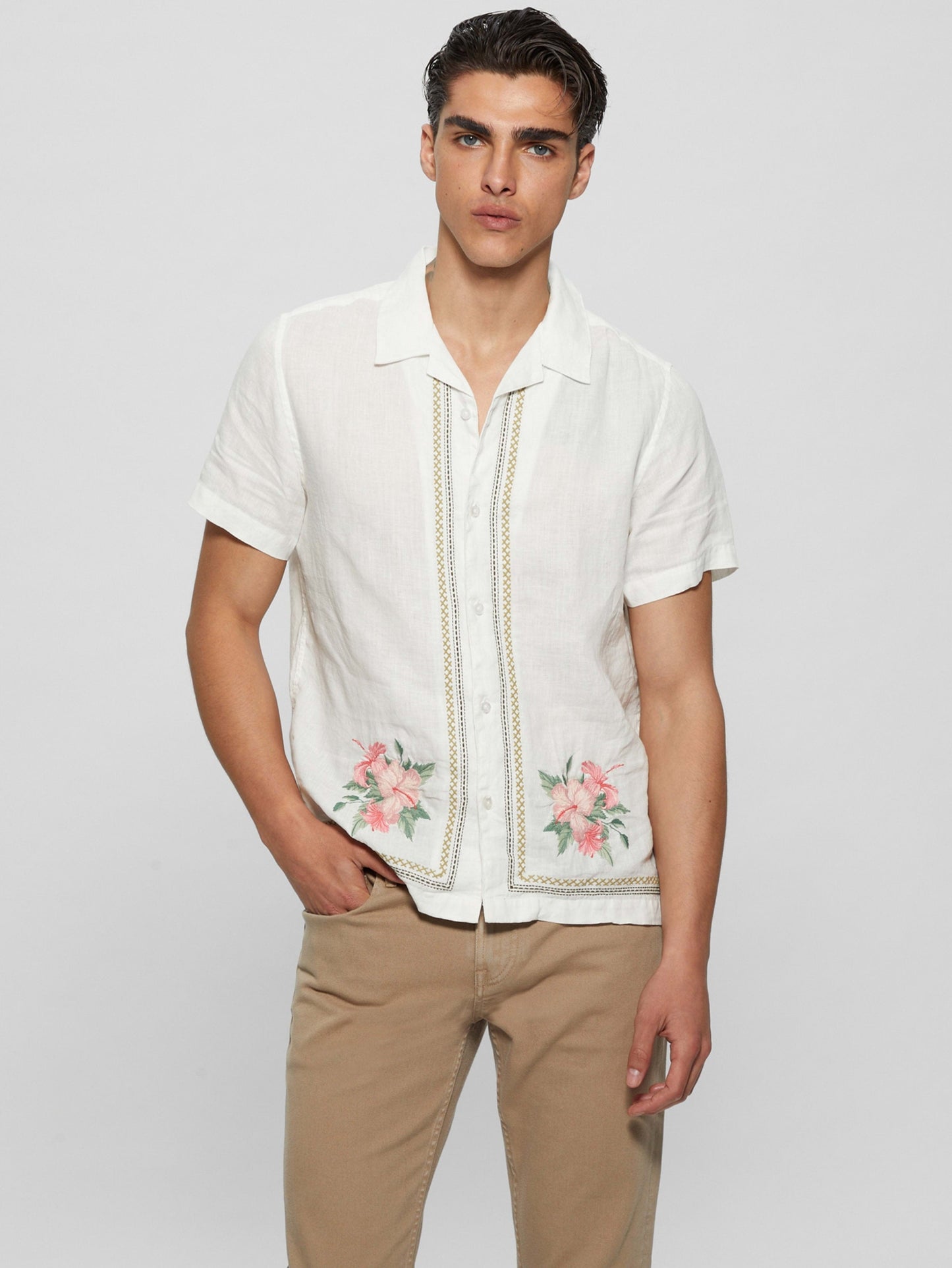 SS ISLAND LINEN EMBRO SHIRT