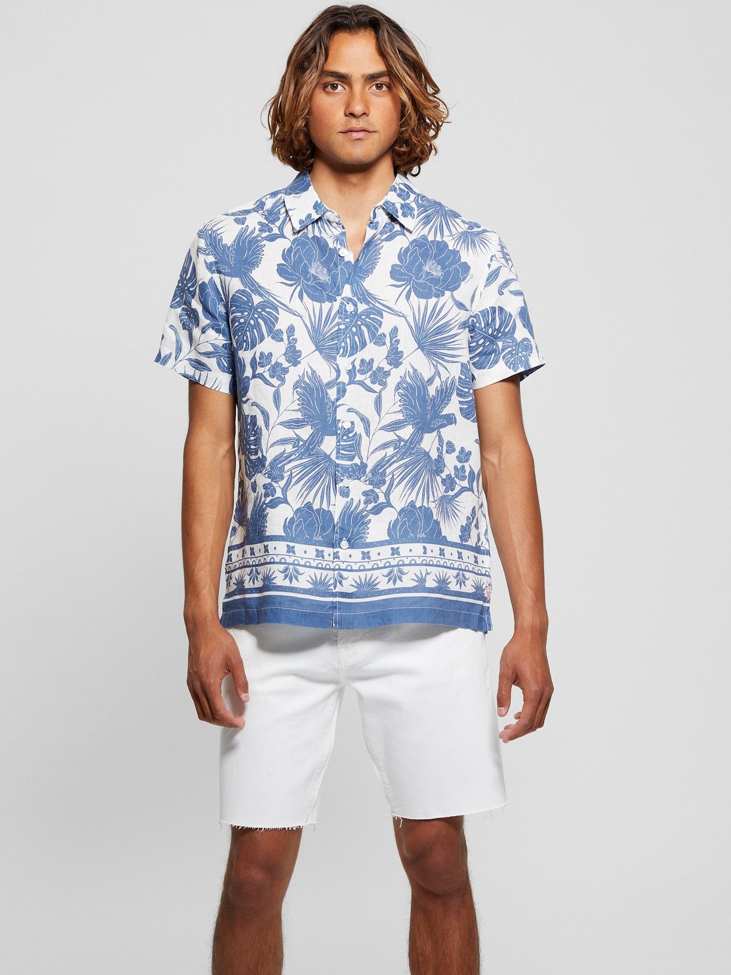 SS ISLAND LINEN BORDER SHIRT