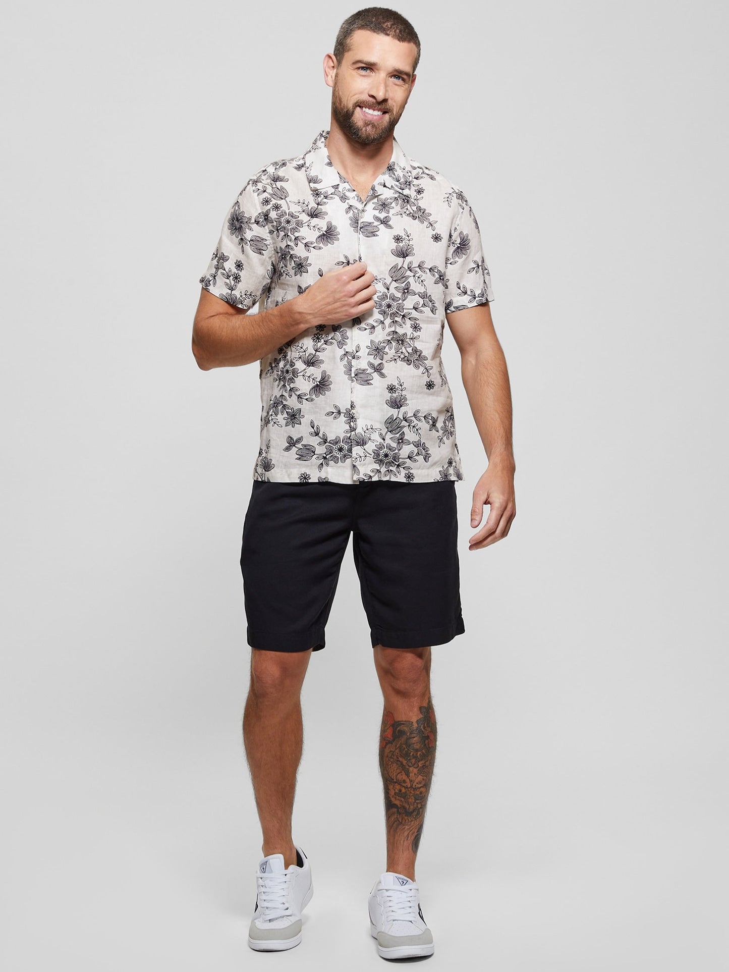 SS LINEN FREEHAND FLORAL SHIRT