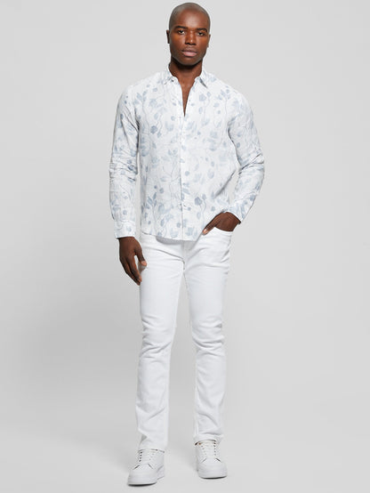 LS LINEN WTRCOLOR VINES SHIRT