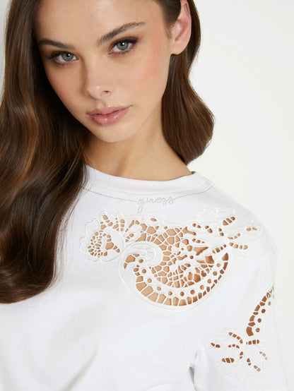 SS CN AJOUR LACE TEE
