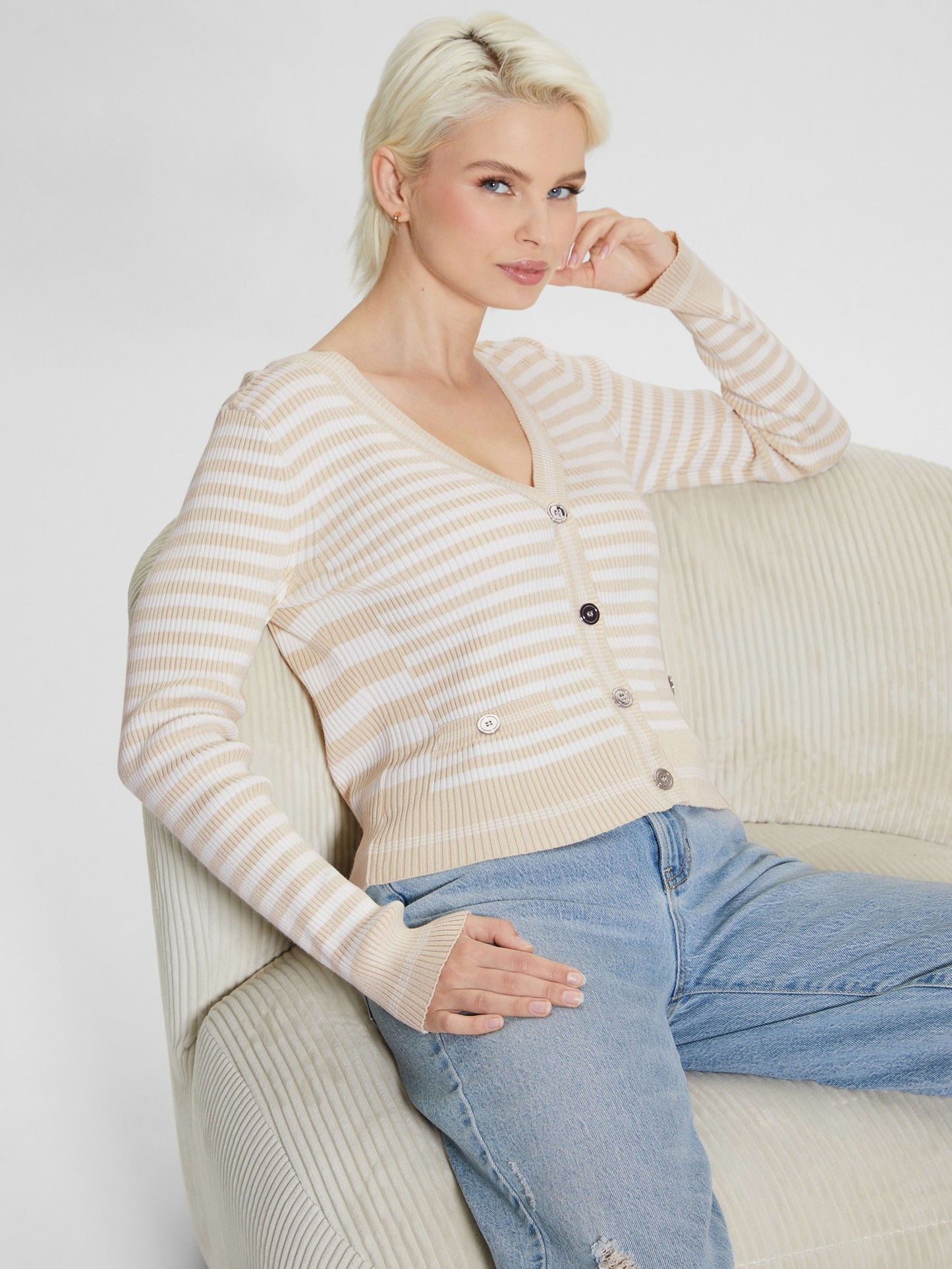 LS MIX STRIPE RIB MARTI CARDI