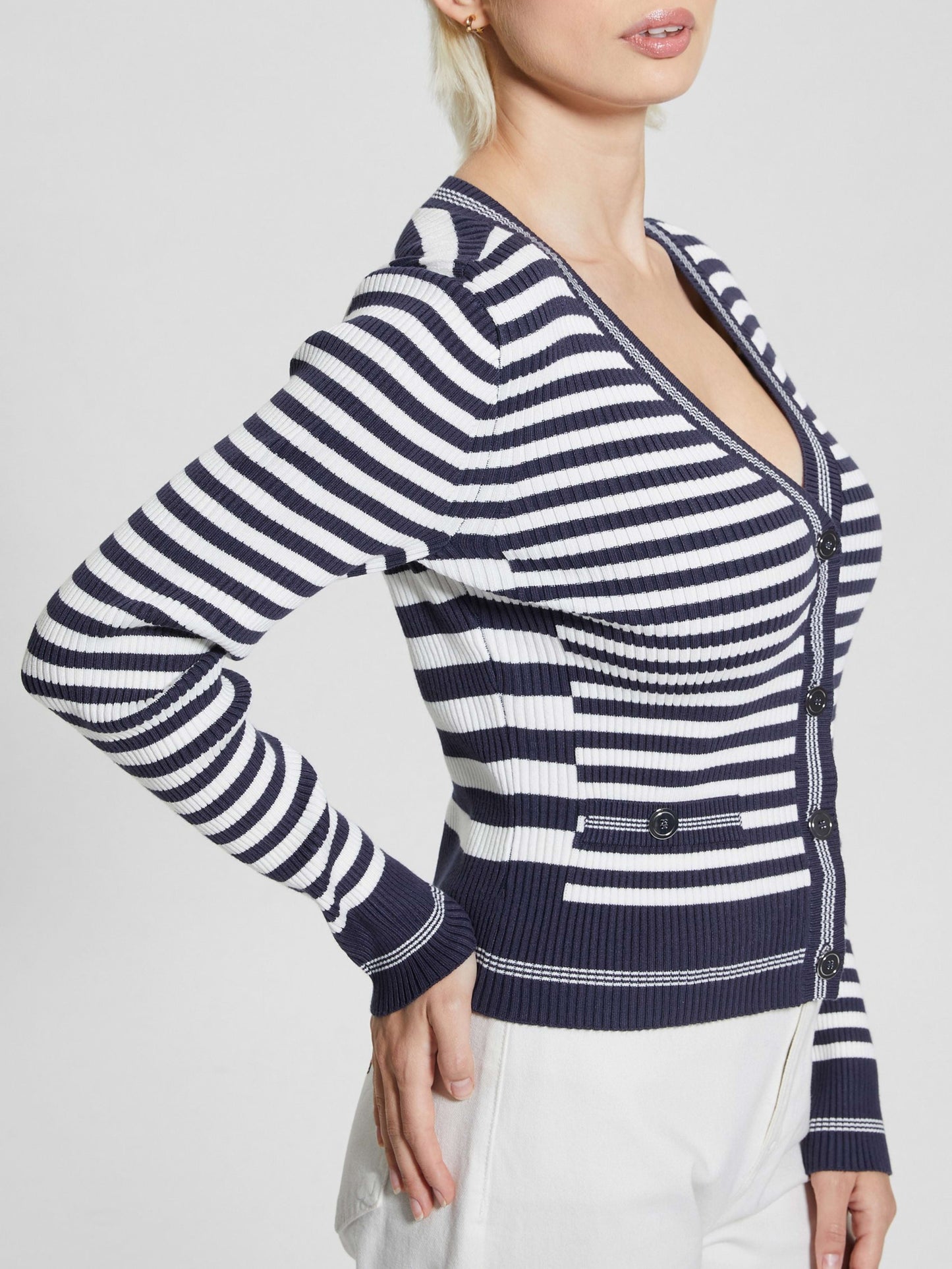 LS MIX STRIPE RIB MARTI CARDI